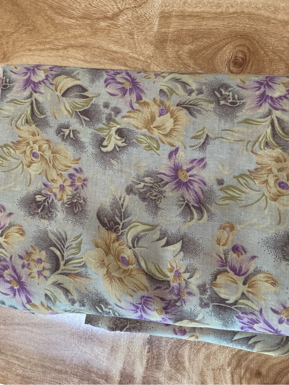 Floral Decorative Fabric Panel Lavender and Cream Flowers 1 Yard DIY Sewing Art